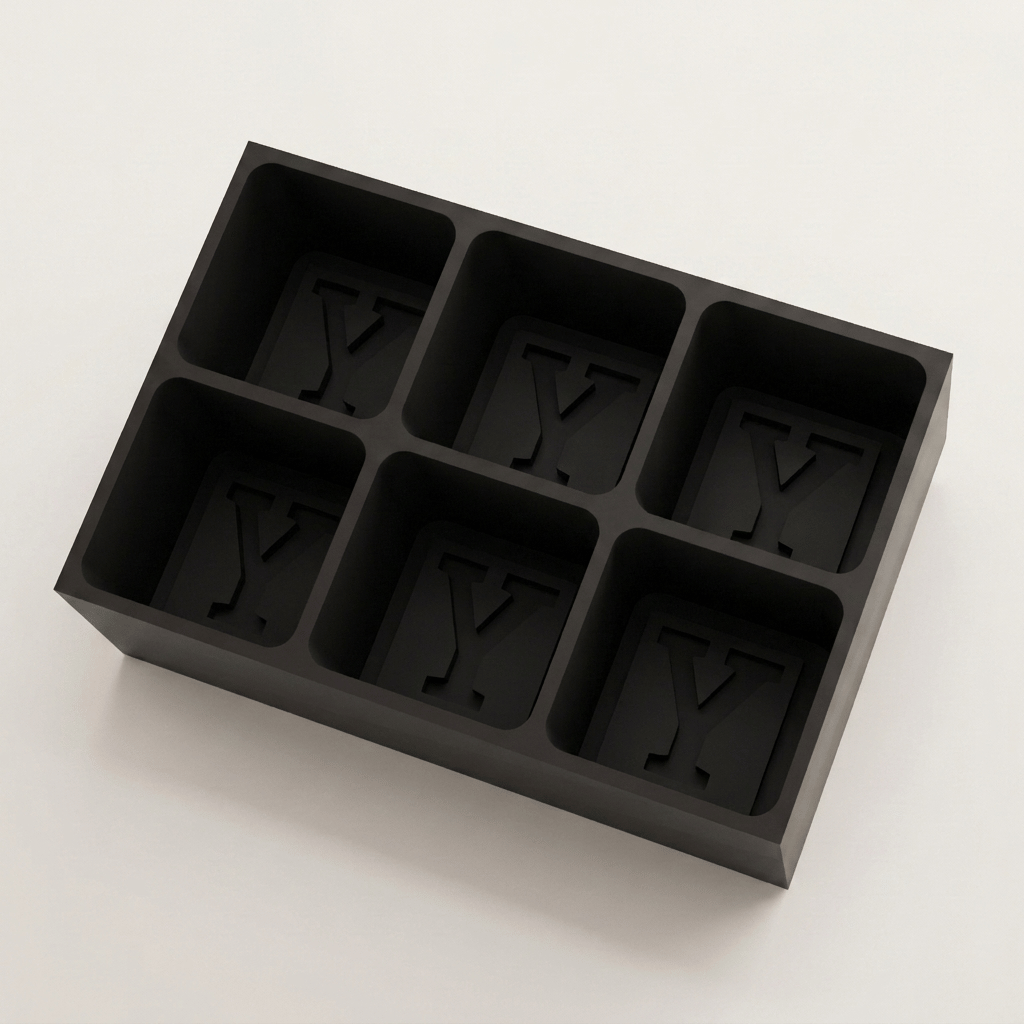 Black silicone Letter Y ice cube tray, 6-cavity mould with bold monogram Y design