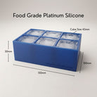 Blue monogrammed ice cube tray dimensions – food grade platinum silicone with 45mm cubes