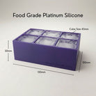Purple monogrammed ice cube tray dimensions – food grade platinum silicone with 45mm cubes