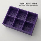 Purple monogrammed silicone ice cube tray, personalised with custom initials and established year