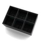 Matte black 6-cube silicone ice tray with embossed tree-of-life design in each cavity — perfect for creating statement ice cubes for cocktails, whisky, or special events.