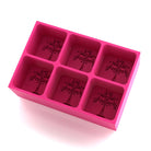 Bright pink 6-cube silicone ice tray with tree-of-life emboss — vibrant, durable mould for creating custom decorative ice cubes.